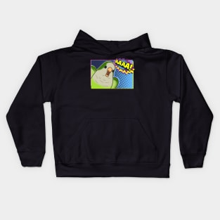 angrey green quaker parrot comic Kids Hoodie